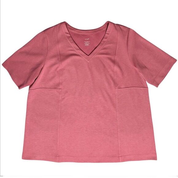 J. Jill Pure Jill Double Knit Seamed Tunic XL Dusty Pink V-Neck A-Line Modest - Picture 2 of 6